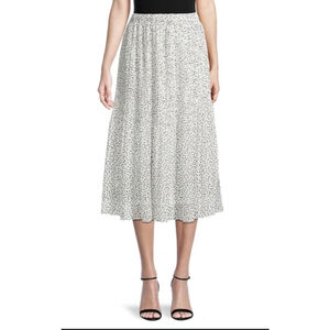 WD.NY Saks Fifth Avenue Pleated Midi Skirt, M, White & Black